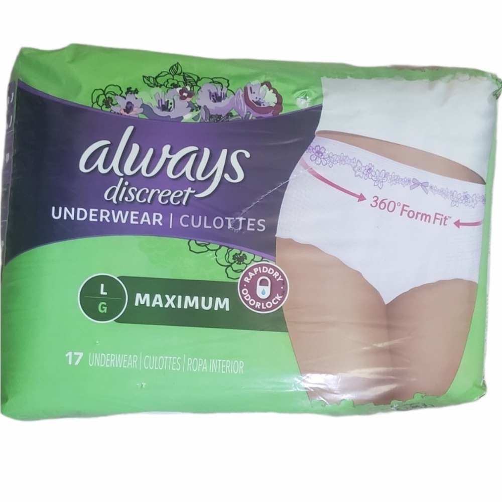NIB Always Discreet Underwear IN SEALED PLASTIC WRAPPING BOX